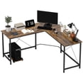 thumbnail image 1 of HOMCOM L-Shaped Computer Desk, 59" Corner Table for PC with CPU Holder Stand, Industrial Writing Workstation for Home Office, Study, Dorm, Rustic Brown, 1 of 10