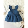 thumbnail image 4 of Coduop Toddler Baby Girl Summer Outfit Dot Fly Sleeve Denim Tops Shorts 2Pcs Clothes Set, 4 of 7