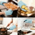 thumbnail image 2 of Unique Bargains 2pcs Silicone Heat-Resistant and Waterproof Oven Mitts Blue 10.8" x 8.1", 2 of 7