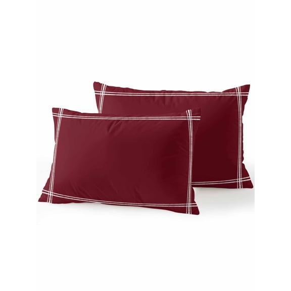 Waterproof Outdoor Throw Pillows with Inserts 12"x20" Set of 2, Pure Red Wine Soft Decorative Pillowcases for Couch Bedroom, Simple Solid Color Pillow Covers for Sofa Living Room