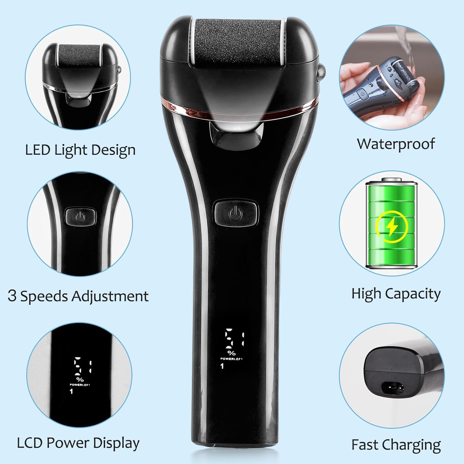 Biutee Foot Callus Remover Electric Foot File Rechargeable Professional Pedicure Tools Foot Care Kit Foot Scrubber for Dry Cracked Hard Dead Skin with 3 Rollers 3 Adjustable Speed