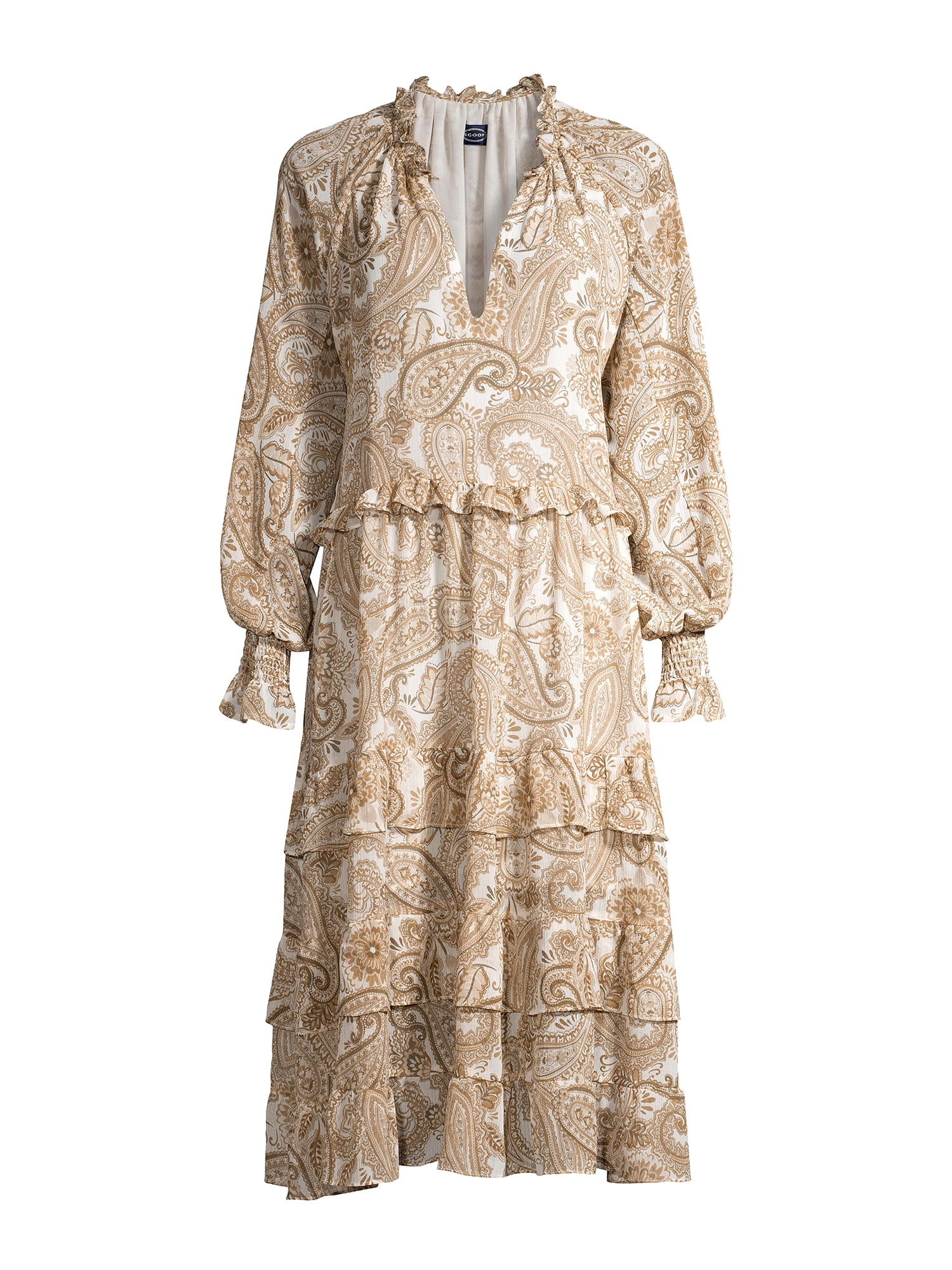Scoop Women's Printed Tiered Maxi Dress 