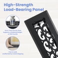 thumbnail image 3 of 2x10 Inches Heavy Duty Walkable Floor Register Easy Adjust Air Supply Lever Floor Vents - Charlotte Design - Vent Cover for Home Floor - Matte Black, 3 of 8
