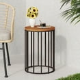 thumbnail image 2 of HQZX Wood Grain Side Table, Coffee Table, Metal Base, Vintage, 15" In, Indoor and Outdoor, Natural, 2 of 9
