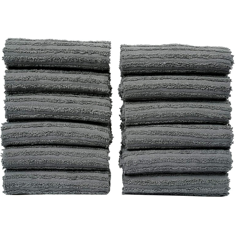 Linteum Textile Gray Ribbed Bar Mops, Cleaning, Absorbent Towels