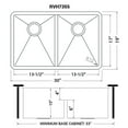 thumbnail image 3 of Ruvati 30-inch Low-Divide Undermount Double Bowl 16 Gauge Kitchen Sink, 3 of 12