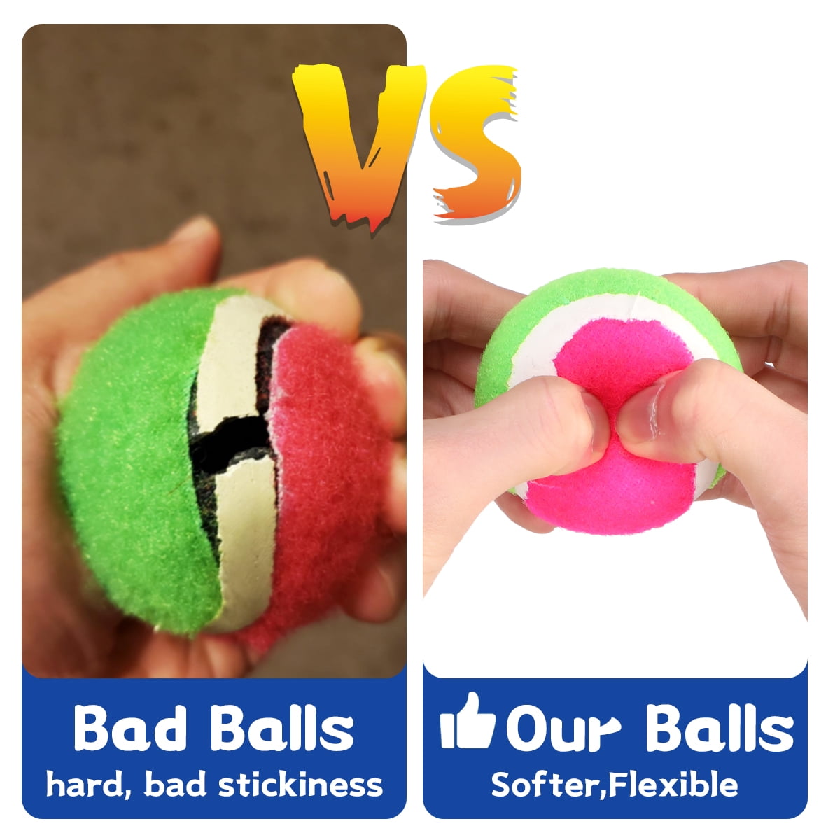 PLAYZAP Toss and Catch Ball Set - Outdoor Toys for Kids ages 3 4-8, Beach Toys Outside Yard Pool Lawn Games, Gifts for Boys Girls Adults Family - 2 Paddles 2 Sticky Balls(Upgraded)
