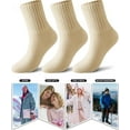 thumbnail image 4 of 3Pairs Boot Socks for Women Winter Wool Solid Thick Warm Socks Crew Socks Christmas Gift, 4 of 6