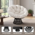 thumbnail image 4 of Aprafie Large Papasan Chair, 37" Round Wicker Chair with Extra-Thick Soft Fabric Cushion & 360° Swivel Base for Outdoor/Indoor Use, Beige, 4 of 8