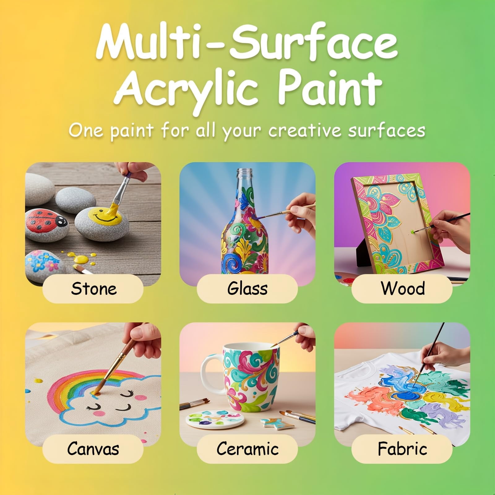 18 Colors (250 ML/Bottle), Painting Art Supplies, Art Supplies For Painting Canvas, Ceramic & Fabric, Lasting Quality For Beginners & Professional Artist, Christmas