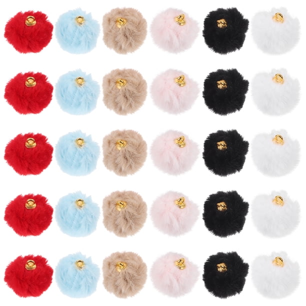 30 pompones para pendientes, bolas esponjosas para hacer joyas, colgantes de pompones pequeños de colores.