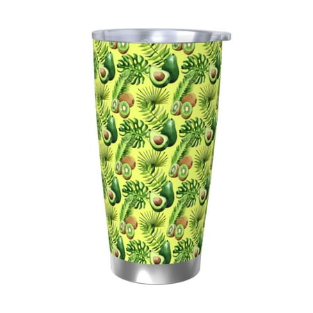 

KLL Kiwi and Avocado Print 40oz Stainless Steel Insulated Car Cup with Spillproof Lid - Keep Your Drink Hot or Cold on the Go-Without Straw