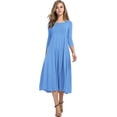 thumbnail image 1 of Vestido largo a media pierna acampanado y manga 3/4 para mujer, 1 of 3