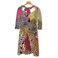thumbnail image 6 of Cheetahs Pink Floral Jungle Print Women's Fall Dresses Casual Loose Flowy Swing Shift Dress, 6 of 9