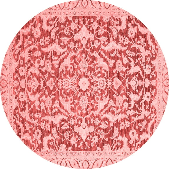 Ahgly Company Machine Washable Indoor Round Oriental Red Modern Area Rugs, 6' Round