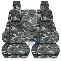 T292-Designcovers Fits 2013-2018 Jeep Wrangler JK 4-Door Cotton Seat Covers: Gray Camouflage - Front & Rear Split Bench