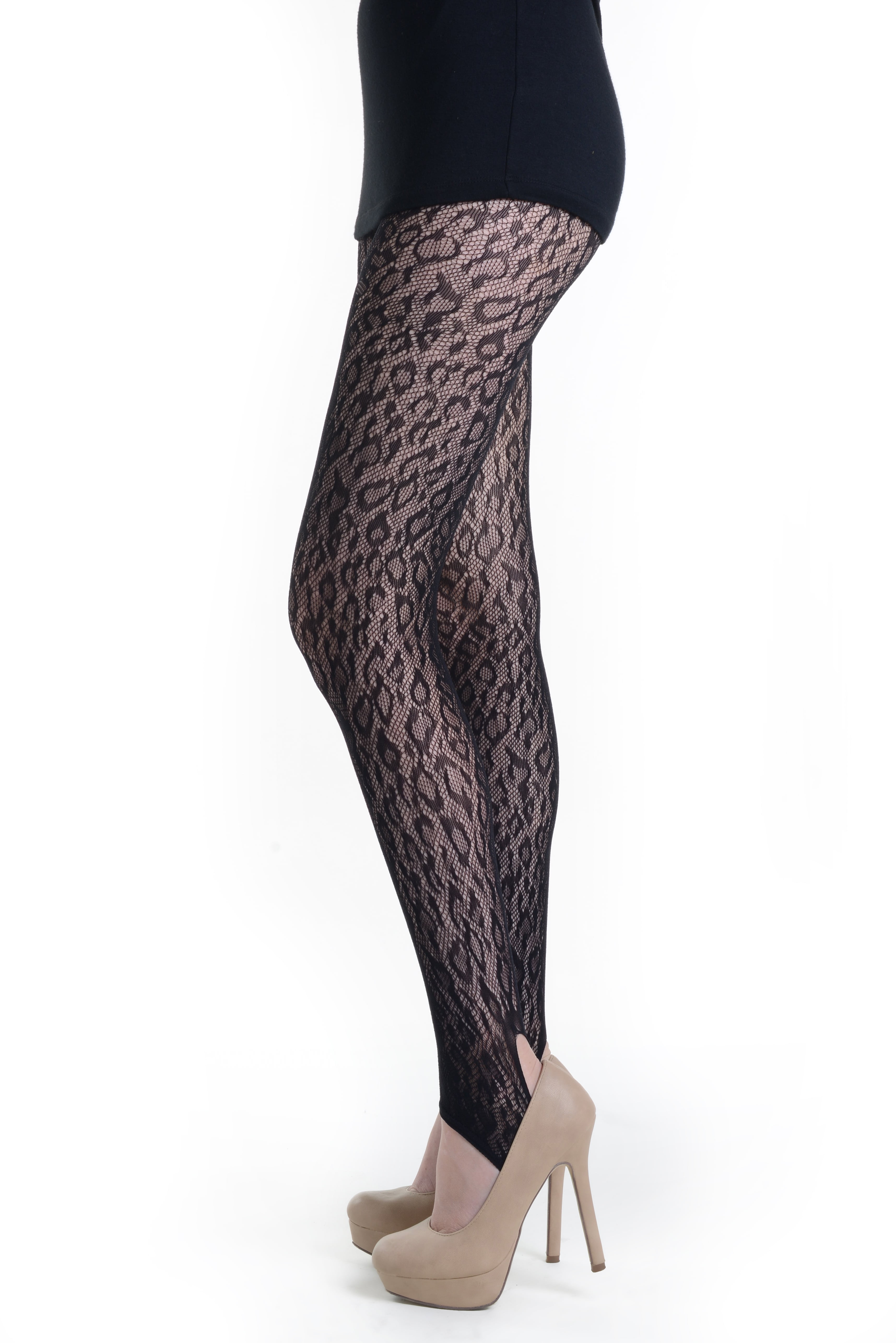 Black Tights Fishnet Stockings Leopard Lace Pantyhose suedehead