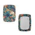 thumbnail image 3 of FOR U DESIGNS Peacock Leaf Print Stool Covers Rectangle Anti-Slip Bar Chairs Covers Anti-Dust Vanity Bench Slip Cover Stool Upholstered Protector Slipcover, Set of 2, 3 of 9
