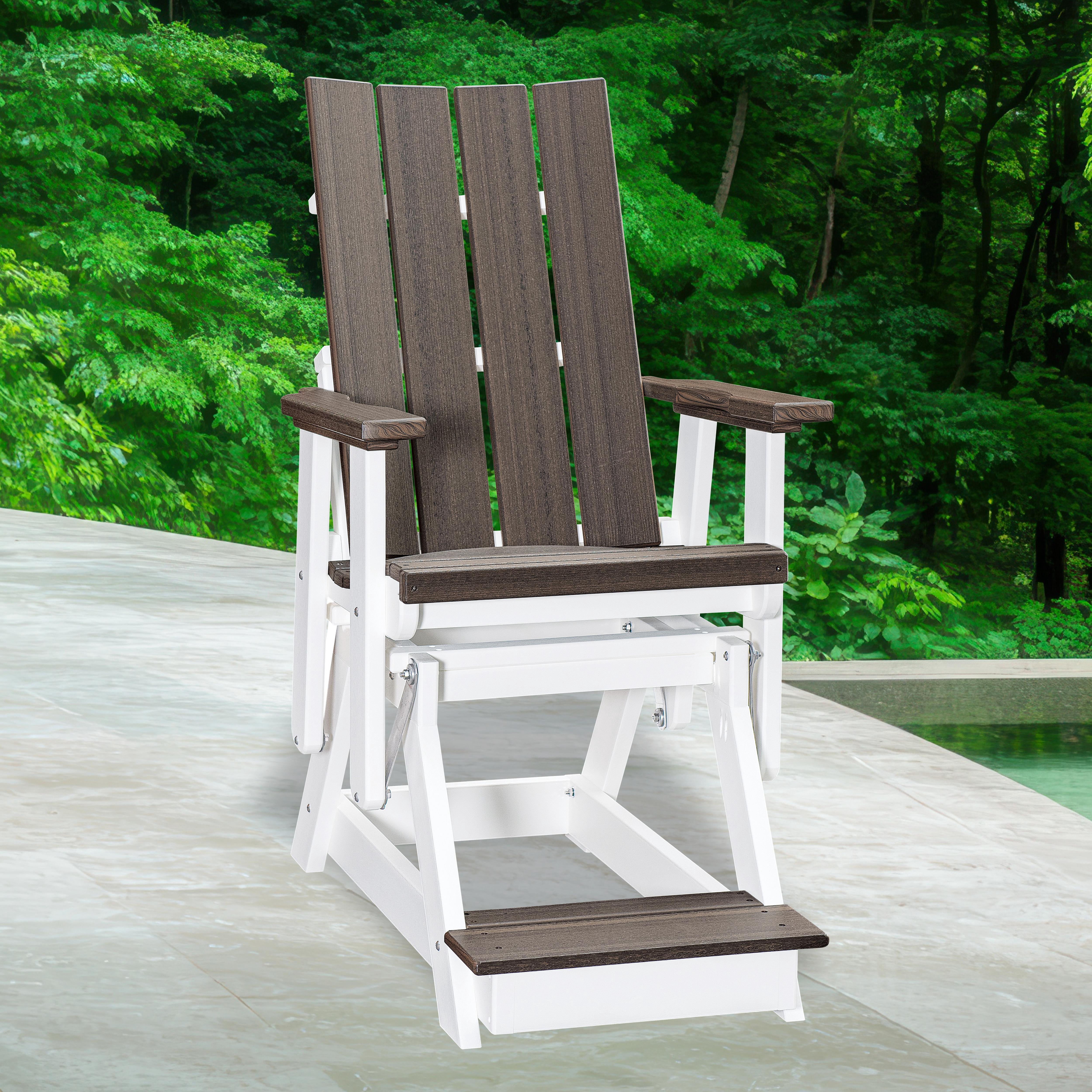 American Furniture Classics Model 416CGWT Brandon Balcony Height Glider in Coastal Gray on a White Base