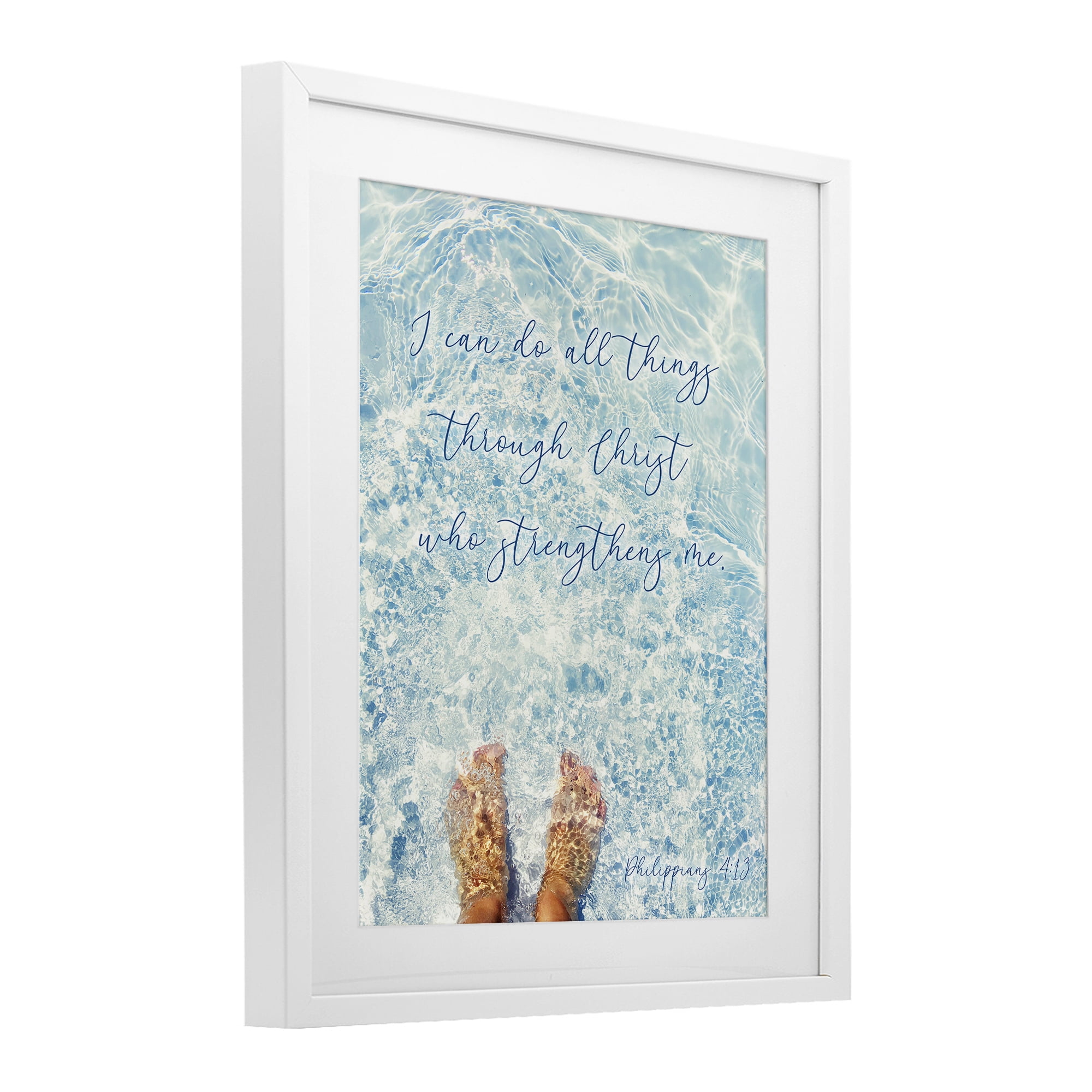 Stupell Industries I Can Do All Things White Framed Print Under Glass, design by Sarah Jane