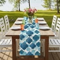 thumbnail image 4 of Table Runners 90 Inches Long Dress Scarves, Blue Geometric Moroccan Farmhouse Coffee/Dining/Kitchen Table Runner for Living Room, Abstract Art Blue Ombre Modern 13x90 Inch, 4 of 9
