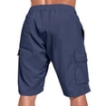 thumbnail image 4 of hoksml Summer Men Cotton Linen Cargo Shorts Solid Color Elastic Waist Drawstring Multi Pocket Outdoor Lightweight Hiking Beach Shorts, 4 of 9