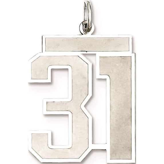 Sterling Silver Silver/Rhodium-Plated Satin Number 31 Charm (25 X 21) Made In United States qpp31