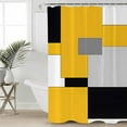 thumbnail image 5 of Yellow Black Patchwork Shower Curtain, 72" x 72", Abstract Geometric Art Waterproof Bathroom Curtain Washable Shower Curtain Set with 12 Hooks, 5 of 6