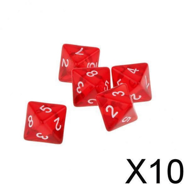 Juego De Dados De 10xGem Muti Sided De 5 D8 D&D TRPG Warhammer Games Rojo 10 piezas