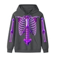 thumbnail image 4 of Men Women Neon 3D Full Skeleton Bones Print Hoodie, Drawstring Kangaroo Pocket Long Sleeve Pullover Sweatshirt Halloween Streetwear Casual Outerwear Tops(Dark Gray2,XXXL), 4 of 4