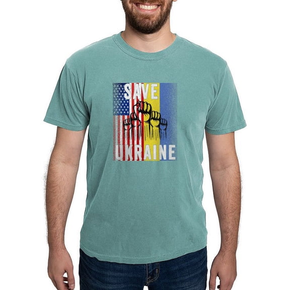 CafePress - Save Ukraine! America Supports Ukraine T Shirt - Mens Comfort Colors Shirt