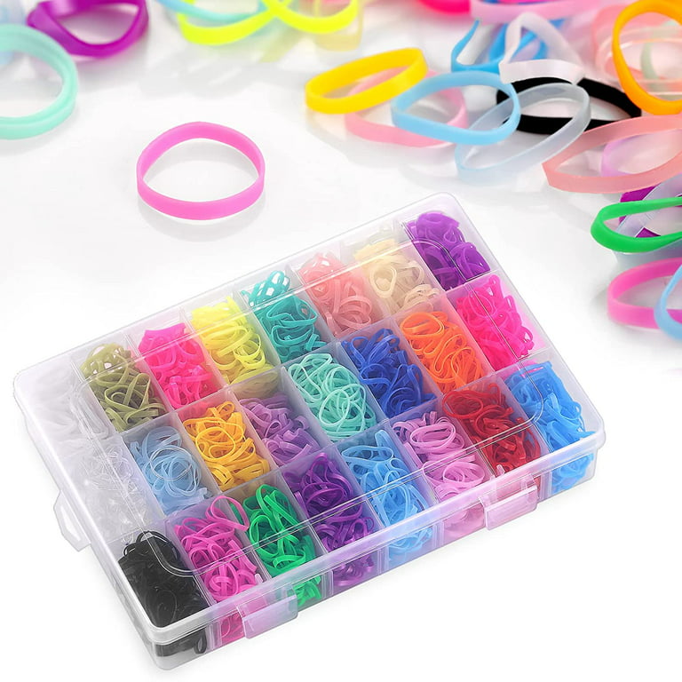QIOKCKC 900 Tiny Rubber Bands Vibrant Color Mini Hair Ties with 3