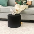 thumbnail image 5 of Adeco  Round Storage Ottoman Footrest Stool With Removable Lid Black Linen Linen, 5 of 5