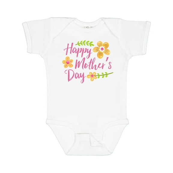 Inktastic Happy Mothers Day with flowers Boys or Girls Baby Bodysuit