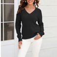 thumbnail image 3 of Vedolay Womens Sweater Women's Sweaters Causal Long Sleeve V Neck Lightweight Pullover Top,Black S, 3 of 5