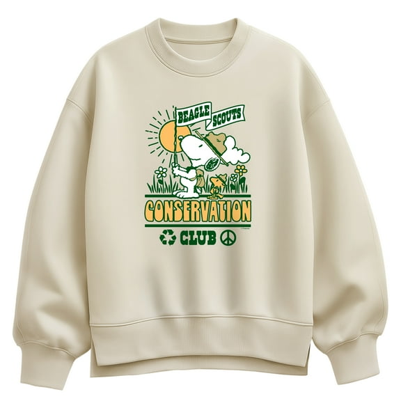 Peanuts - Beagle Scouts Conservation Club - Ladies Oversized Fleece Crew Sweatshirt