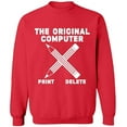 thumbnail image 2 of OXI Crewneck Sweatshirt - Original Computer Print,Basic Casual Sweatshirts for Men's and Women Fleece Sweatshirt Long Sleeve- Red X-Large, 2 of 2