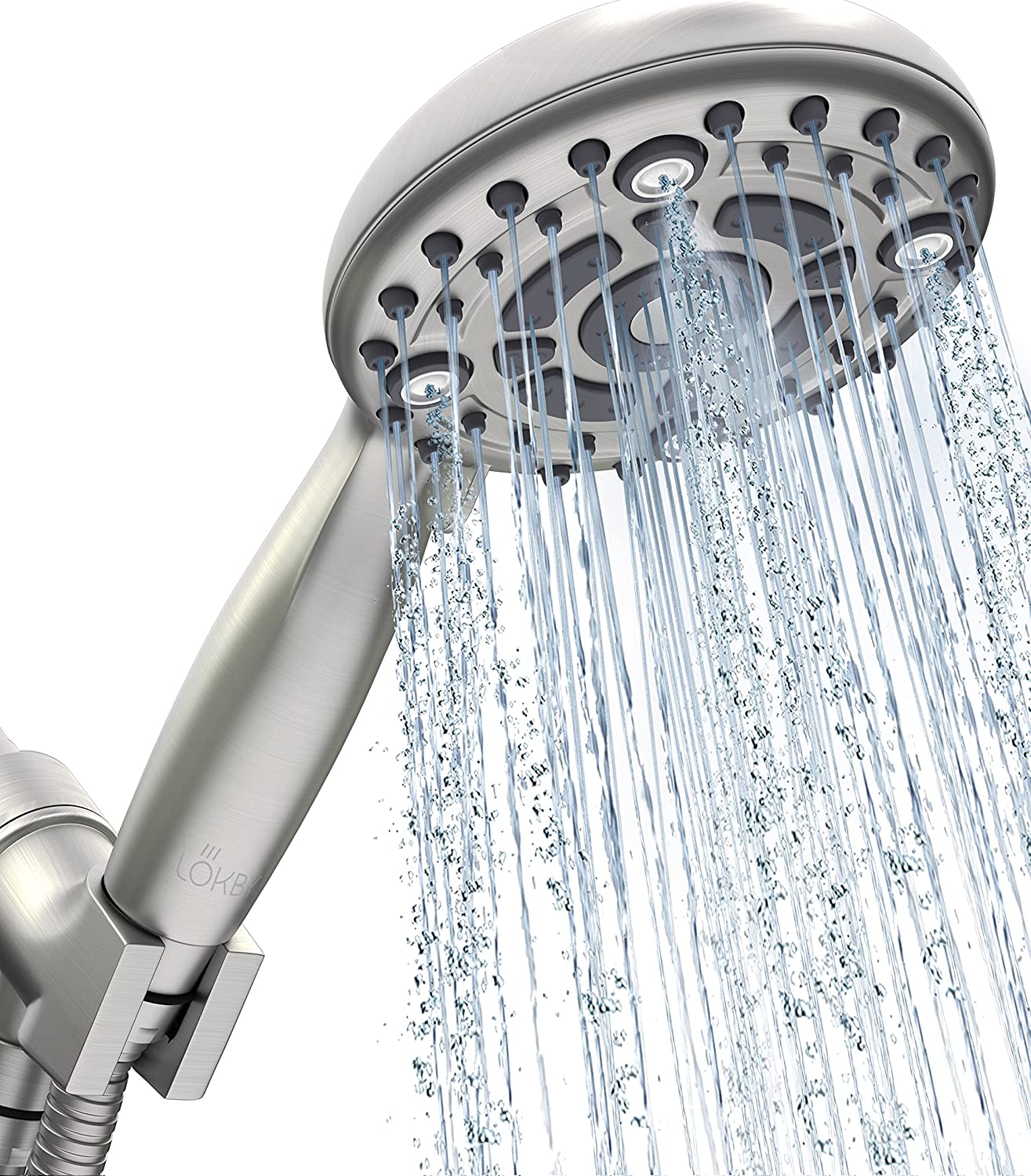Lokby High Pressure Shower Head with Handheld 6 Settings 5'' Bathroom