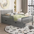 thumbnail image 3 of Euroco Wood Twin Size Platform Bed with Guardrails and Drawers for Kids Teens Toddlers, Gray, 3 of 11