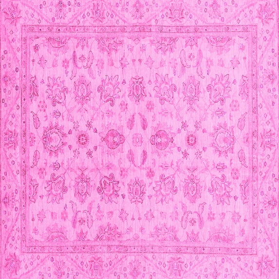 Ahgly Company Indoor Square Oriental Pink Traditional Area Rugs, 3' Square