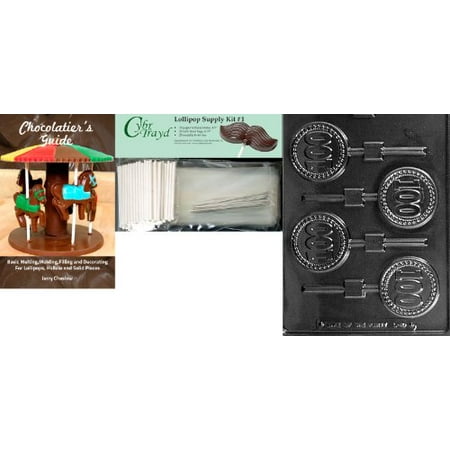 

Cybrtrayd 100 Lolly Letters and Numbers Chocolate Mold with Chocolatier s Bundle Includes 25 Lollipop Sticks 25 Cello Bags and 25 Silver Twist Ties