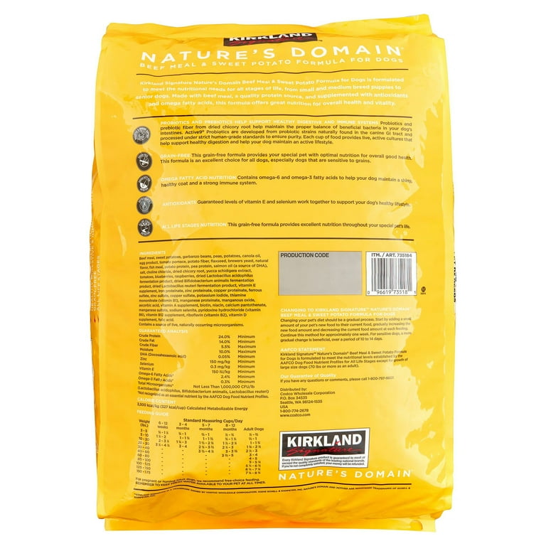 Kirkland dog food yellow cheap bag