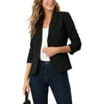 thumbnail image 5 of MODA NOVA Juniors Work Lapel Collar Stretchy Jacket Suit Blazer Black M, 5 of 6