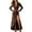 Coffee, variant on Womens Vintage Western Dresses Suede V Neck Button Down Long Sleeve Fishtail Hem Boho Western Maxi Dresses