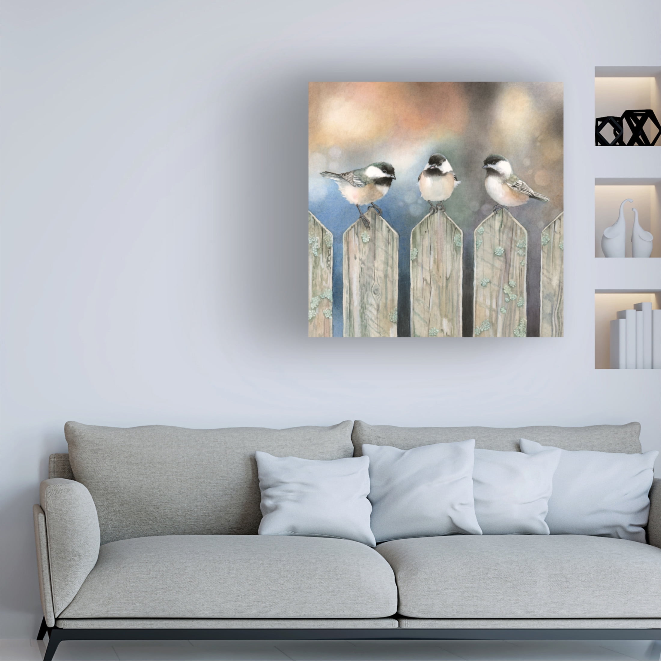 Canvas Wall Art - Marvindale 'Sitting on the Fence' Wall Art for Living Room, Bedroom, or Office Décor by Trademark Fine Art - 14 x 14 Inches
