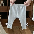 thumbnail image 2 of AINIYS Fall Children's Bow Embroidery Leggings Comfy Elastic Pants Versatile Outerwear Casual Wear for Homecoming Gray 1 Years, 2 of 7