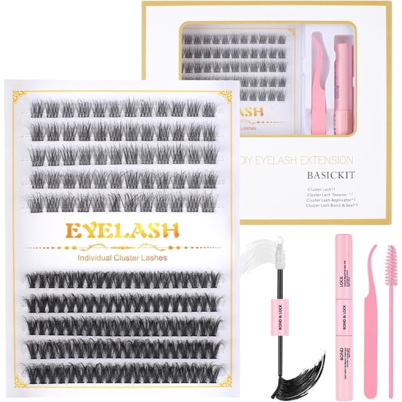 Fenshine Cluster Lashes Pestañas individuales Tallo ancho C/D Curl 9-15 mm de longitud Extensión de pestañas DIY Individual Suave Falso para uso personal en el hogar