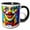 Black/White, variant on 3drose, Colorful Smiling Clown with Blue Eyes. Red Bow-tie. Funny Gifts, 15oz Two-tone Red Mug