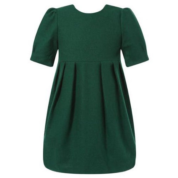 Girls Dark Green Pleat Details Elegant Dress 12
