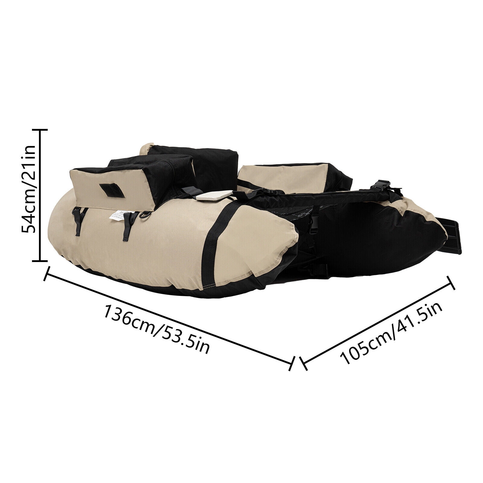 Inflatable Fishing Boat With Adjustable Shoulder Straps And Carrying Handle Khaki Oxford Cloth Fishing Boat, U-shaped Outdoor Fishing Boat